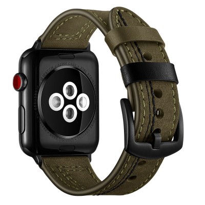 Curea din piele ceas Apple Watch 6 5 4 3 2 1 42mm / 44mm - verde foto