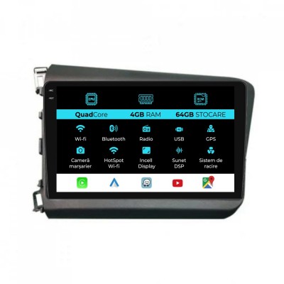 Navigatie Dedicata Honda Civic IX Sedan (2011-2015),QuadCore, 9Inch, 4Gb Ram, 64Gb Stocare, Carplay foto