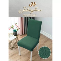 Set 6 Huse Elastice pentru Scaun, Bumbac, Verde - SIPRHSC-03