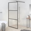VidaXL Perete cabină duș walk-in negru 100x195 cm sticlă ESG semi-mată 151874