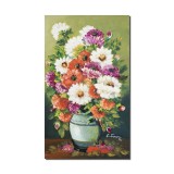 Tablou pictat manual, Puritate, vaza cu flori, 50x30cm ulei pe panza, gata de agatat pe perete
