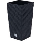 Ghiveci de flori patrat, RATO square, 22.5x22.5x42.1 cm, 8/16.3 L, imitatie ratan, negru, Prosperplast GartenVIP DiyLine