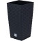 Ghiveci de flori patrat, RATO square, 22.5x22.5x42.1 cm, 8/16.3 L, imitatie ratan, negru, Prosperplast