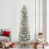 VidaXL Brad de Crăciun artificial cu 300 LED Verde și alb 240 cm 3396133