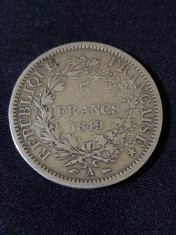 Franța 1849 A &ndash; 5 franci &ndash; monedă de argint #3