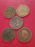 Lot 5 monede 1799,1861,1864,1912,1913(half penny UK,10 dix centimes,1 one penny Australia)[poze].Discount conform descriere[10 - 20 %.Vezi descrierea]