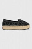 Tommy Jeans espadrile LOGOMANIA ESPADRILLE culoarea negru, cu platforma, EN0EN02079