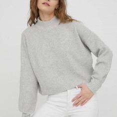 Hollister Co. pulover femei, culoarea gri, light, cu turtleneck
