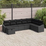Cumpara ieftin Set de canapele pentru grădină 8 pcs Negru 55 x 62 x 69 cm