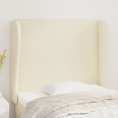 vidaXL Tăblie de pat cu aripioare, crem, 83x23x118/128 cm, piele eco 3117750 foto