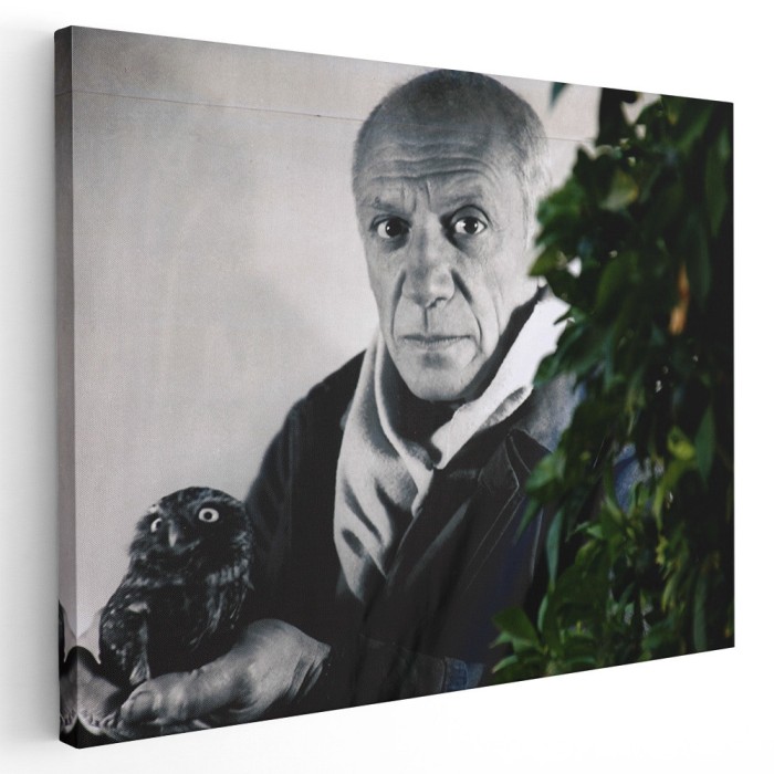 Tablou canvas portret pictor Pablo Picasso, alb, negru 1381 80x120 cm