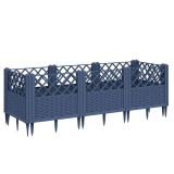 Cumpara ieftin Jardiniera de gradina cu tarusi, albastru gri, 123,5x43,5x43,5 cm, PP