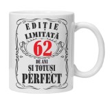 Cana alba personalizata &quot;editie limitata&quot;, 62 ani, INOVATIX&reg;. 330ml