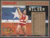 Paraguay 1985 - Jocurile Olimpice - Los Angeles, Medaliați cu aur, Clasamentul pe medalii (Rom&acirc;nia locul 2), Colita, RARA (Vezi numerotarea)