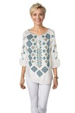 Bluza dama O25 alb/albastru deschis , marimea 3XL
