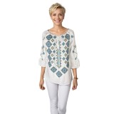 Bluza dama O25 alb/albastru deschis , marimea L
