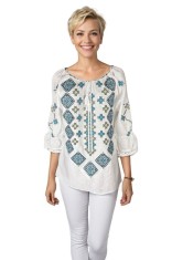 Bluza dama O25 alb/albastru deschis , marimea 2XL