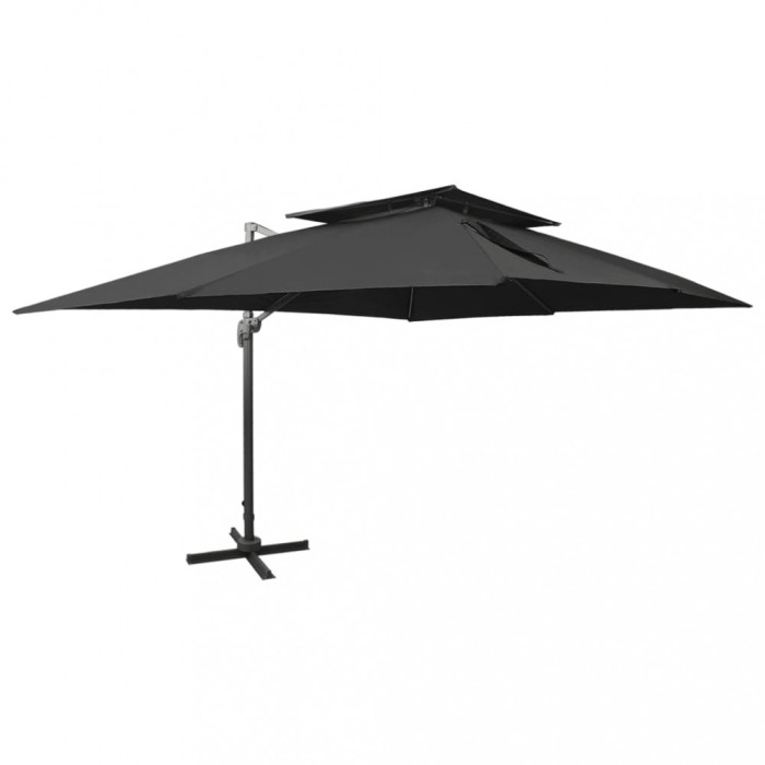 Gossi umbrela in consola cu invelis dublu, negru, 400x300 cm