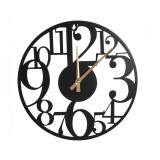 Ceas de Perete Metalic &ndash; 30cm, Design Elegant, Numere Negre, Indicatori Aurii