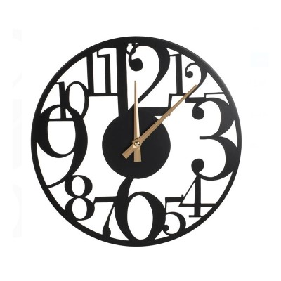 Ceas de Perete Metalic &amp;ndash; 30cm, Design Elegant, Numere Negre, Indicatori Aurii foto