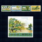 Kenya 1986 - Copaci, flora locala, serie si colita neuzata