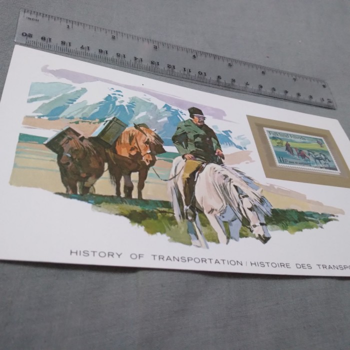 CARD SUVENIR CU TMBRU /E MAI MARE CA CP / FALKLAND ISLANDS
