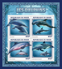 NIGER 2016 - Delfini / set complet - colita + bloc MNH foto