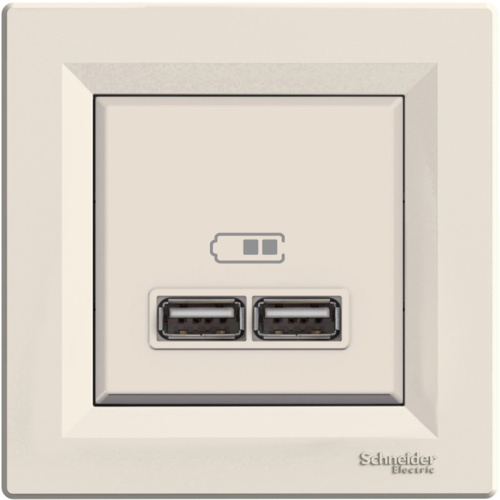 Priza USB tip A+A 2.1A Schneider Asfora crem EPH2700223