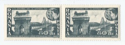 |Romania, LP 180 I/1945, 50 de ani podul de la Cernavoda, pereche, MNH foto
