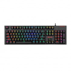 Tastatura gaming mecanica Redragon Amsa Pro, Switch-uri albastre, Iluminare RGB, Negru