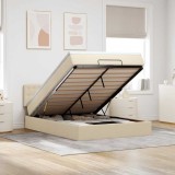 vidaXL Pat otoman cu saltea crem 140x200 cm stofa 3311634