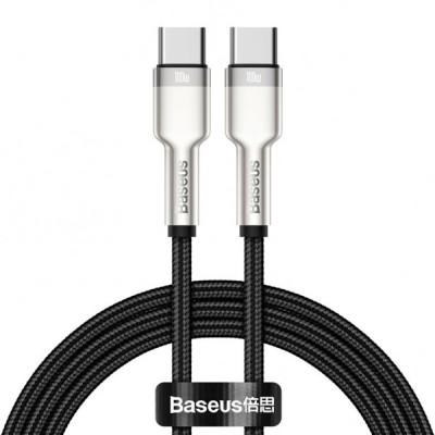 Cablu Date si Incarcare USB-C - USB-C Baseus Cafule Metal Series, 100W, 1m, Negru CATJK-C01 foto