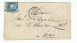 France 1874 Postal History Rare Cover + Content GC 3235 ROYE to PARIS D.837