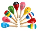 Instrument Muzical pentru Copii, Maracas din lemn, Verde, 18.5 cm