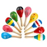 Instrument Muzical pentru Copii, Maracas din lemn, Verde, 18.5 cm