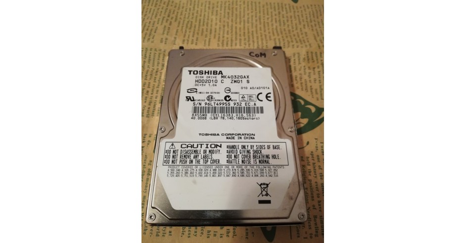 Disque Dur Toshiba MK4026GAXB 40Go IDE 2,5" - Occasion Fonctionnel, Pour Vieux PC Ou Rétro