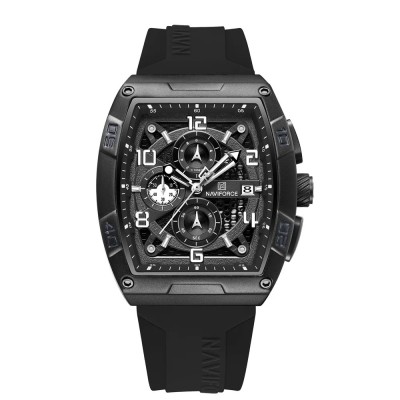 Ceas barbatesc Naviforce Quartz Cronograf Militar Dual Time Data Alarma Sport Army Silicon Negru foto