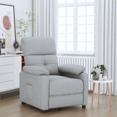 vidaXL Fotoliu rabatabil, gri deschis, material textil foto