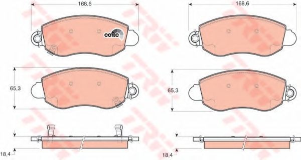 Set placute frana,frana disc FORD TRANSIT platou / sasiu (FM, FN) (2000 - 2006) TRW GDB1424