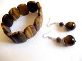Set Bijuterii Ochi de Tigru Handmade: Brățară Damă Ajustabilă &amp; Cercei Fashion cu Pietre Semiprețioase