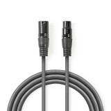 Cablu Digital DMX XLR 3-pini tata - XLR 3-pini mama 110 Ohm 1.5m gri Nedis