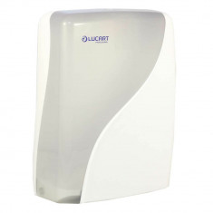 Dispenser Prosoape Pliate, 38.8x30.5x13 cm, Plastic, Culoare Alba, Dispensere Prosoape Lucart, Dispensere pentru Prosoape din Hartie Pliate, Dispenser foto