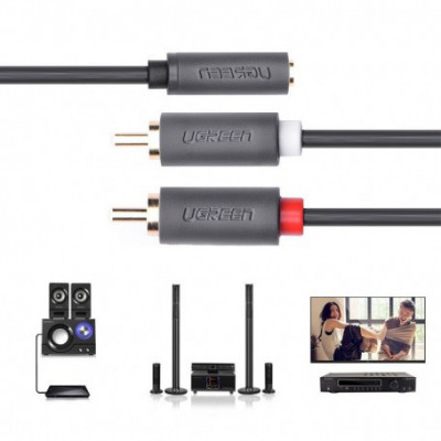 3.5mm Audio Jack Female to 2RCA male cable-Lungime 20cm foto
