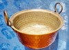 Ceaun Cupru Vechi, Manere Alama, Diametru 17cm - Antichitate Decorativa