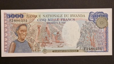 5000 Franci 1988 Rwanda UNC foto