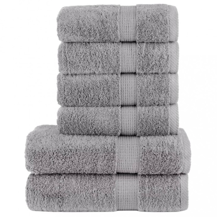 Set de prosoape premium SOLUND, 6 piese, gri, 600 g/m&sup2;