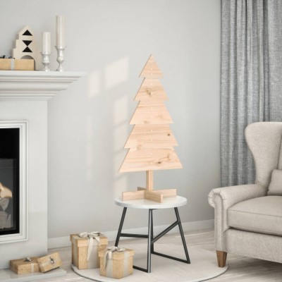 vidaXL Brad de Crăciun din lemn decorativ, 100 cm, lemn de pin masiv foto