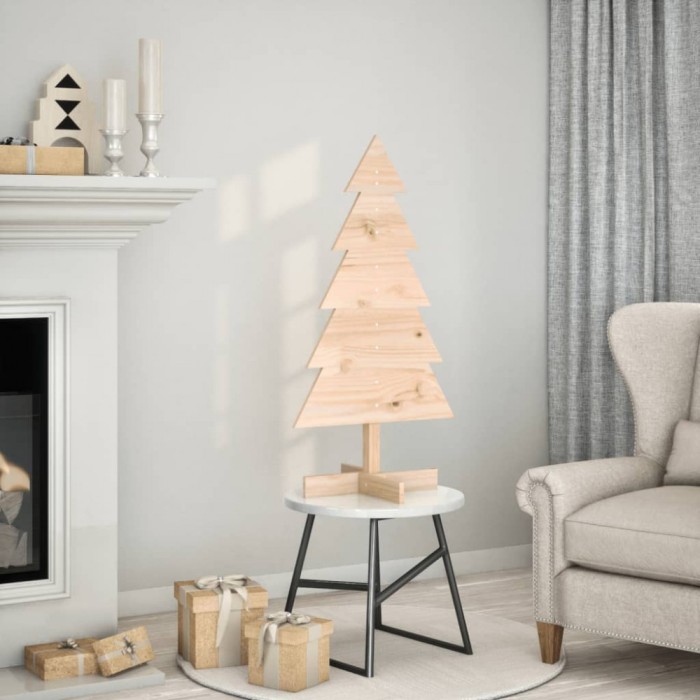 vidaXL Brad de Crăciun din lemn decorativ, 100 cm, lemn de pin masiv