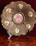 Platou decorativ stil Fragonard, bronz si portelan, Decorative