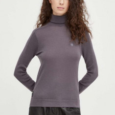 G-Star Raw pulover de lana femei, culoarea violet, light, cu guler